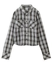 SHIRRED PLAID SHIRT