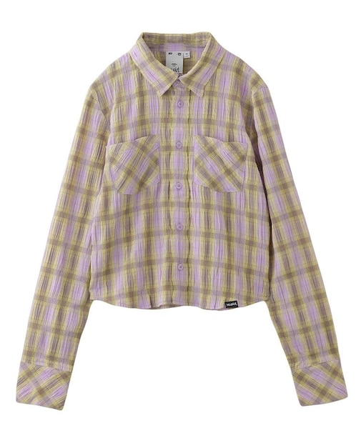 SHIRRED PLAID SHIRT