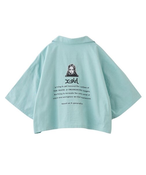 FACE OPEN COLLAR CROPPED SHIRT