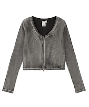 FADED RIB ZIP UP COMPACT CARDIGAN