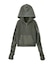 FADED WOVEN MIX HALF ZIP HOODED TOP