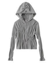 FADED SHIRRED COMPACT ZIP UP HOODIE