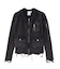 DISTRESSED WOVEN MIX ZIP UP TOP