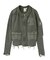 DISTRESSED WOVEN MIX ZIP UP TOP