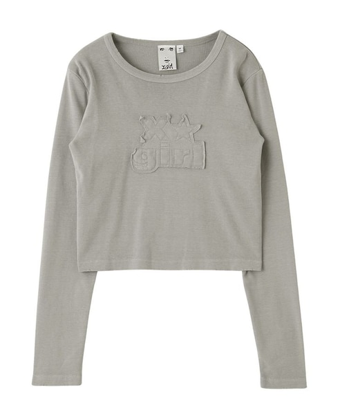 DISTRESSED LOGO PATCH L/S COMPACT TOP