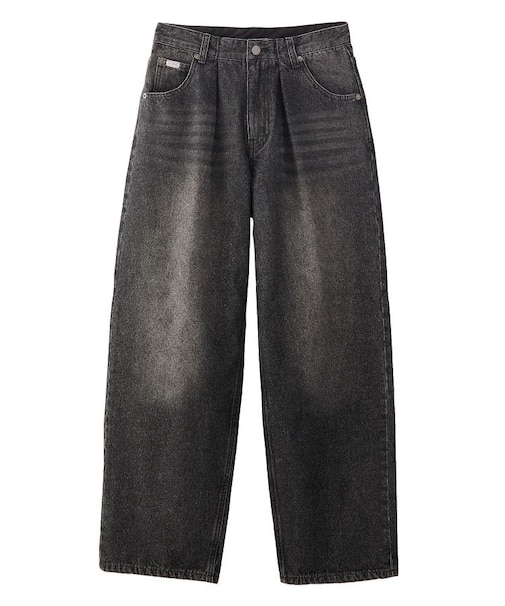 LOGO PATCH WIDE TAPERED DENIM PANTS