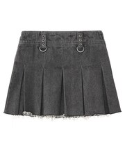 BOX PLEAT DENIM MINI SKIRT