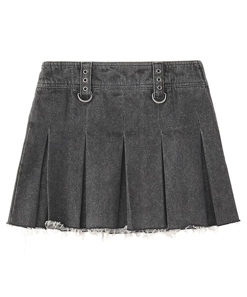BOX PLEAT DENIM MINI SKIRT