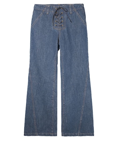 LACE UP DENIM PANTS