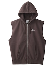 DISTRESSED CIRCLE LOGO ZIP UP SWEAT VEST