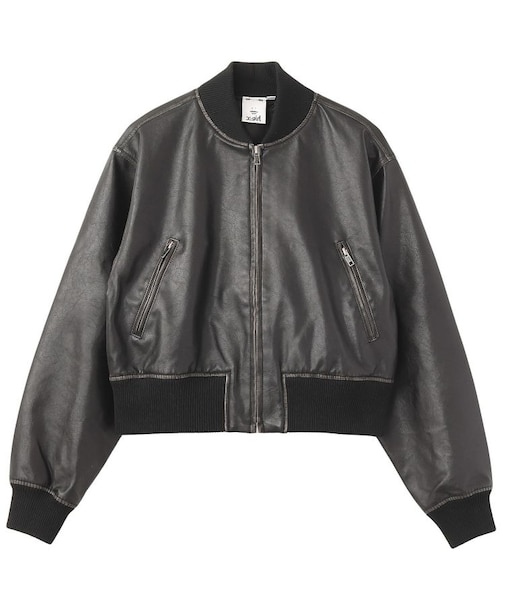 DISTRESSED FAUX LEATHER COMPACT BLOUSON