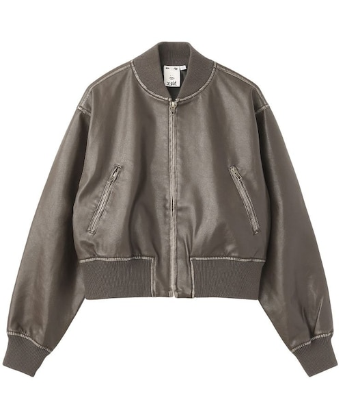 DISTRESSED FAUX LEATHER COMPACT BLOUSON