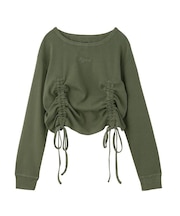 FADED DRAWSTRING L/S TOP