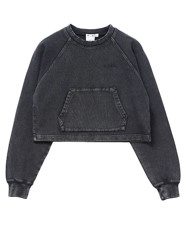 FADED CROPPED CREWNECK SWEAT TOP