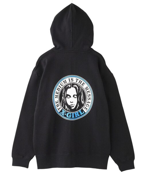 CIRCLE LOGO AND FACE ZIP UP SWEAT HOODIE