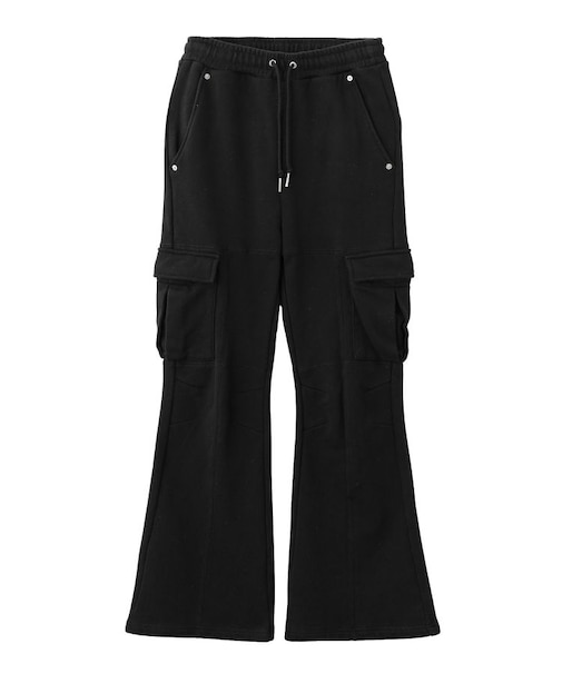 CARGO POCKET FLARE SWEAT PANTS