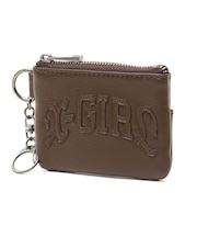 FAUX LEATHER PATCH COIN AND CARD CASE