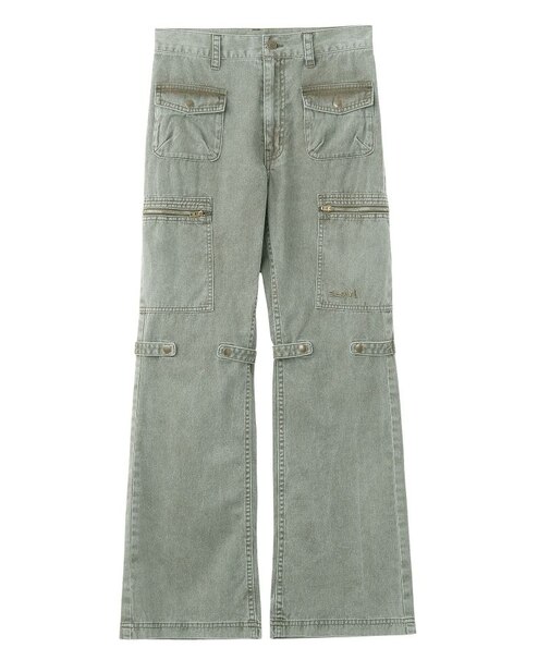 FADED MULTI POCKET FLARE PANTS