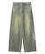 RHINESTONE LOGO LOOSE DENIM PANTS