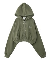 STUDDED ZIP UP SWEAT HOODIE
