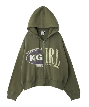 PANELED GRAPHIC ZIP UP SWEAT HOODIE