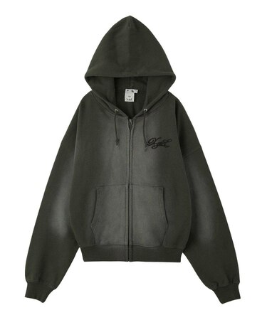 SPRAY PRINT ZIP UP HOODIE