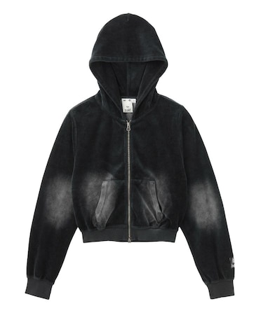 FADED VELOUR COMPACT ZIP UP HOODIE
