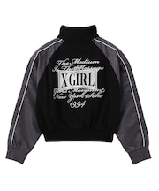 WOVEN MIX SWEAT ZIP UP TOP