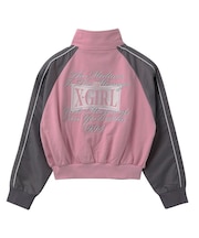 WOVEN MIX SWEAT ZIP UP TOP