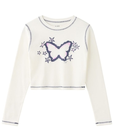 STAR FLUTTER BUTTERFLY L/S BABY TEE