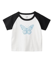 GLITTER BUTTERFLY RAGLAN S/S BABY TEE