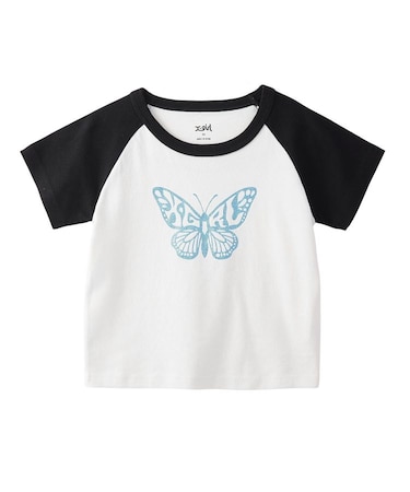 GLITTER BUTTERFLY RAGLAN S/S BABY TEE