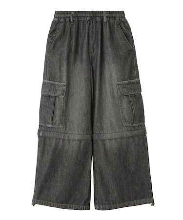 FADED 2WAY WIDE LEG CARGO PANTS