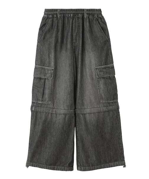FADED 2WAY WIDE LEG CARGO PANTS