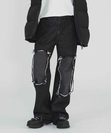 DISTRESSED 2TONE DENIM