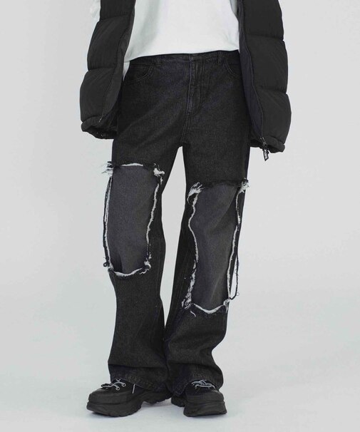 DISTRESSED 2TONE DENIM