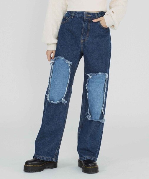 DISTRESSED 2TONE DENIM