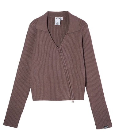 ZIP UP RIB KNIT TOP