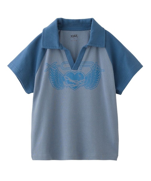 HEART AND WING LOGO RAGLAN POLO TOP