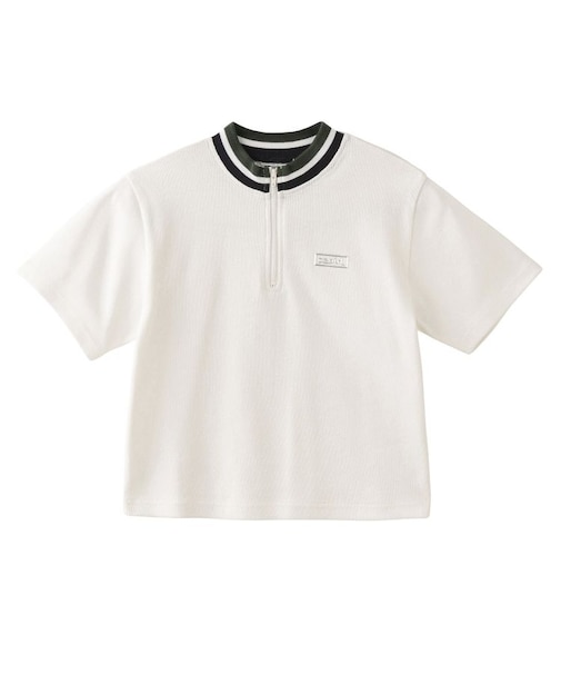 STRIPED RIB HALF ZIP TOP