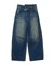 EMBLEM POCKET ASYMMETRIC WAIST DENIM PANTS