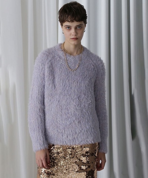 LAME FEATHER KNIT PULLOVER