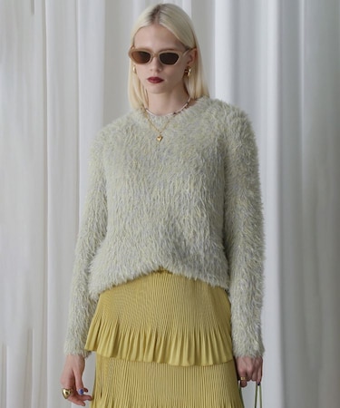 LAME FEATHER KNIT PULLOVER