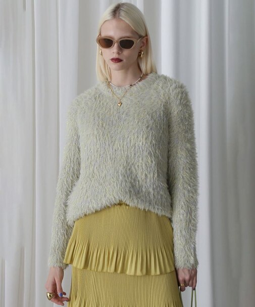 LAME FEATHER KNIT PULLOVER