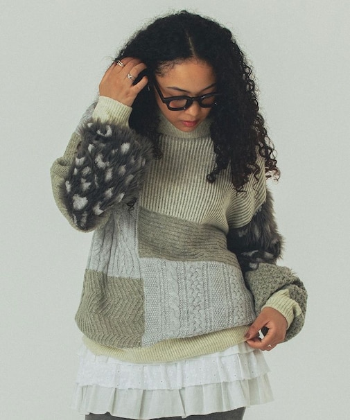 PATCHWORK KNIT TOP