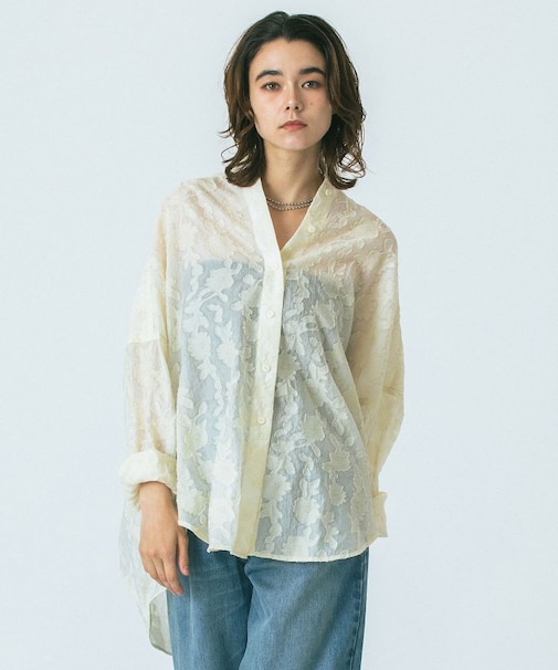 SHEER LACE WRAP SHIRT