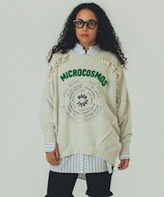 EMBROIDERY PRINT FRINGE SWEAT
