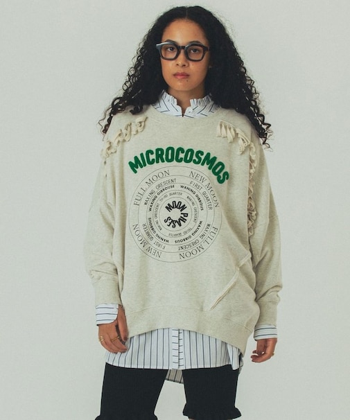 EMBROIDERY PRINT FRINGE SWEAT