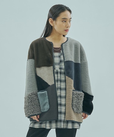 PATCHWORK FAUXFUR COAT