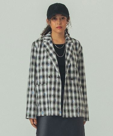 FLOWER PRINT CHECK SHIRT